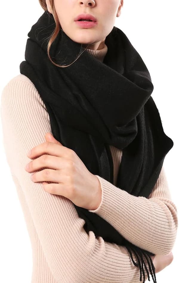 Dam Pashmina Sjal i Tjock Mjuk Kashmirull - Varm Enfärgad Stole
