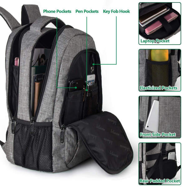 Oversized backpack with laptop compartment fits 18 "noteb