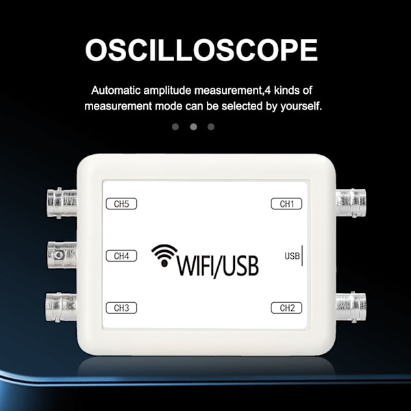 Virtuell oscilloskop WIFI USB 5 kanaler Bærbar håndholdt PC mobiltelefon 0Hz~50kHz frekvensområde 150kHz samplingshastighet