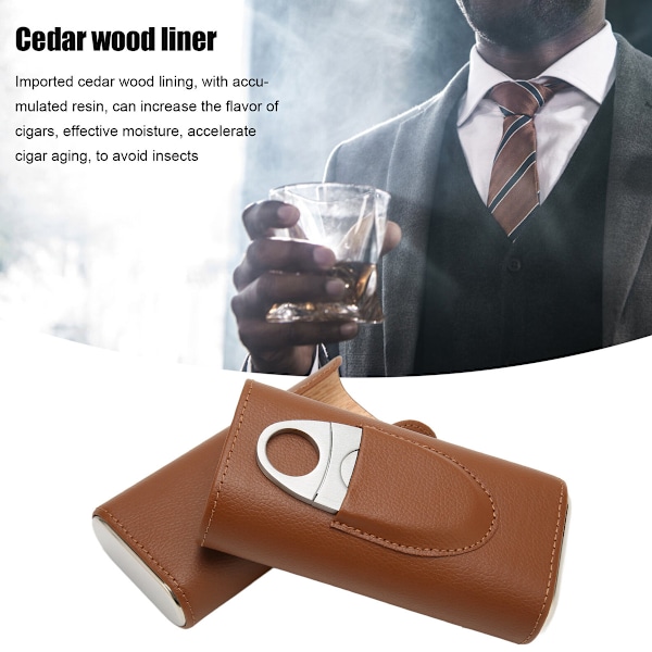 Cigarrfodral Rese-Humidor, Premium Handgjort Klartexturerat Mjukt Läder & Cederträfoder, 4-I-1 Cigarrtillbehörssats, Solid Konstruktion Cigarr