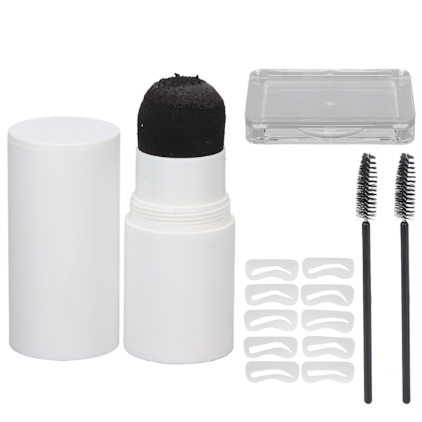 One Step Eyebrow Stamp Shaping Kit Vattentät Pulverstämpel med Eyebrow Definer Schabloner Borste för Perfekt Bryn Mörkbrun