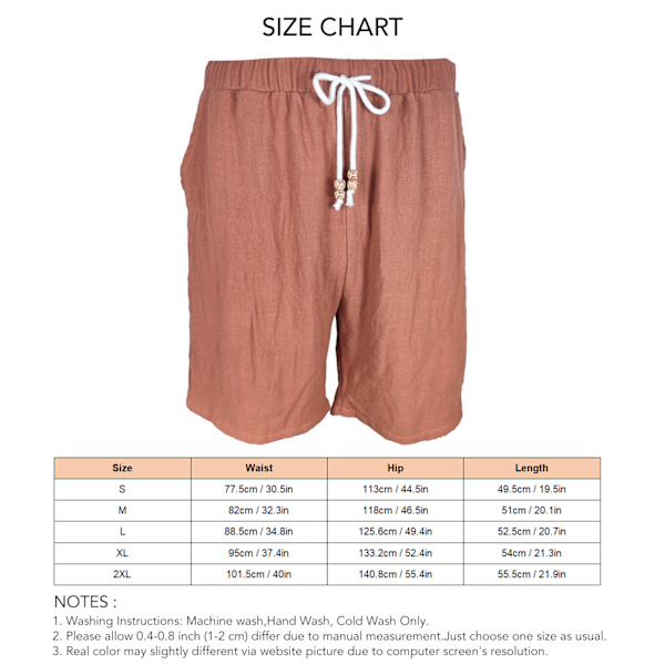 Män Sommar Shorts Elastisk Midja Snörning Över Knä Längd Casual Shorts med Sidfickor Brun L