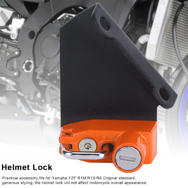 Motorsykkel Anti-Tyveri Hjelm Lås Venstre Side Passer for Yamaha YZF R1m R1s R6 (Oransje)