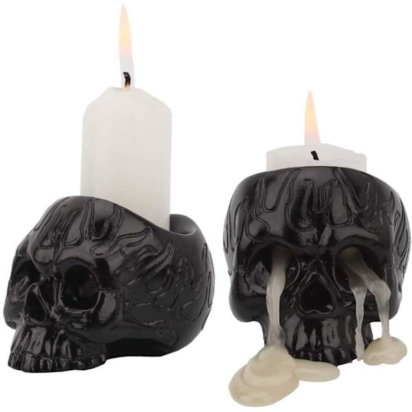 2-pack dödskalleljusstake skelettdödskalleljusstake