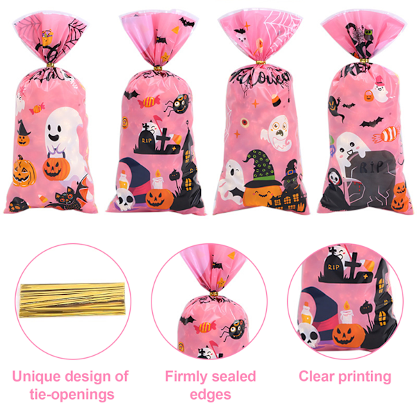 Halloween Godispåsar, Högkvalitativa CPE-materialpåsar med ogenomskinlig design, Halloween-partydekoration för bred användning inklusive klassrumspriser