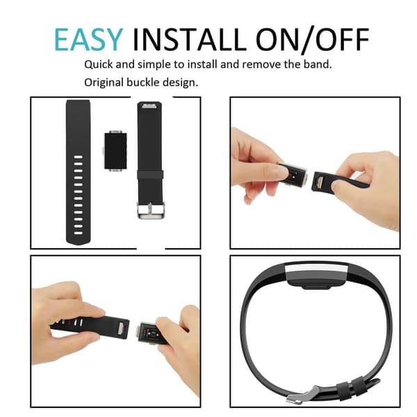 Classic Edition-remmer for Fitbit Charge 2, metallspenner problemfri installasjon med spenne i rustfritt stål for daglig bruk