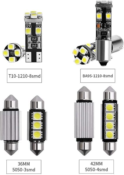 LED-lyspærer 6000-8000K 12V lyspærer hvit mini interiør L