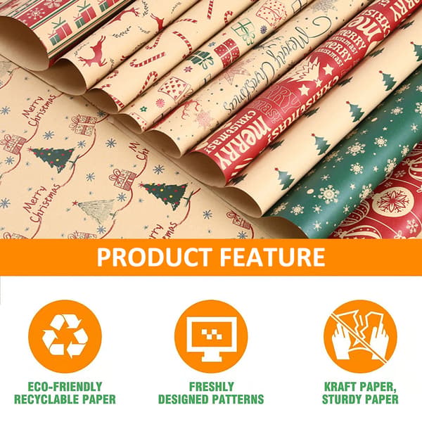 Julklappspapper Förtjockat julkraftpapper grossist Julgran älg presentförpackning omslagspapper