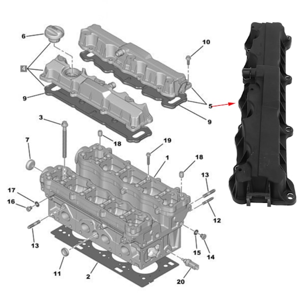 Ventildeksel 0248L6 Slitasje-resistent Stabil Sylinderhodedeksel Erstatning For Peugeot 206 207 307 308