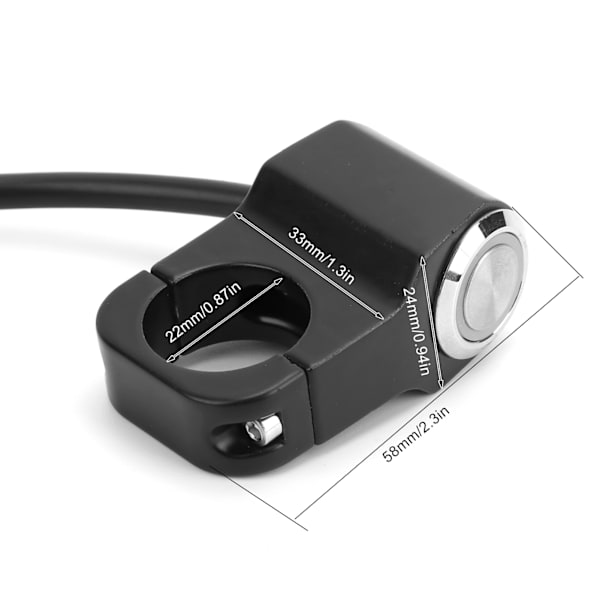 Styrehåndtak Bryter Trykknapp Med Lys Tilbakestillingslås Universal for Motorsykkel med 22mm Styre Rød Lys
