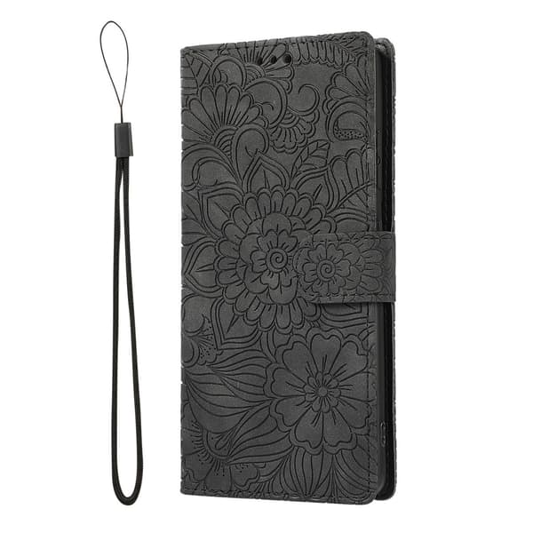 Samsung Galaxy A41 - Plånboksfodral med Blommor - Grå