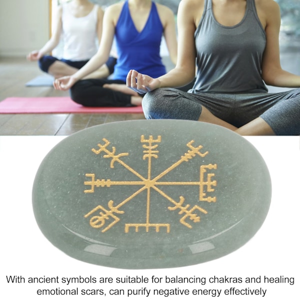 Helande Kristallsten Graverade Nordiska Vikingasymbolstenar Meditation Helande Platt Oval Symbolsten Grön