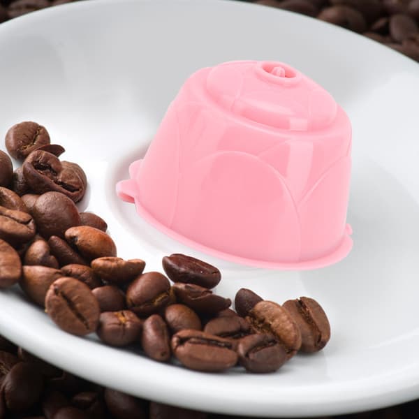 5 stk. Gjenbrukbare, påfyllbare kaffemaskinkapsler som passer til DOLCE GUSTO-serien kaffemaskiner pink