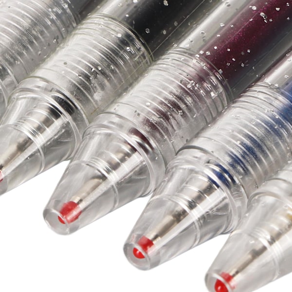 Glitter Infällbara Gelpennor Transparent Pennhållare 1.0 mm Bläck Glitter Färgade Pennor Set med Pennklämma för Barn Vuxna 8 Färger