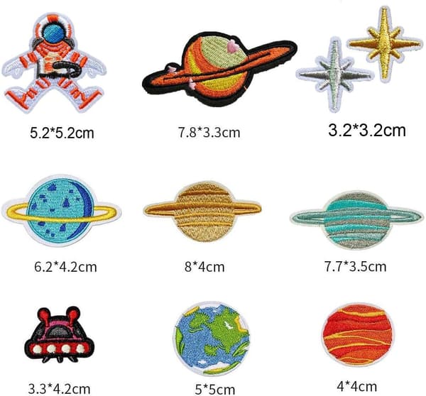 Broderi Strygemærke, 21 STK Planet Broderi Strygemærke