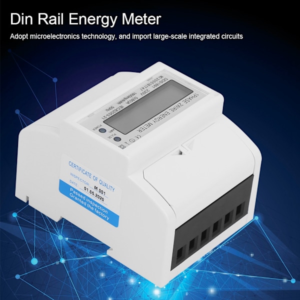 2P Enfas Din-skena Mätar Stor Skärm Multifunktionell Ingen Bakgrundsbelysning Smart Energiverktyg DDS1891