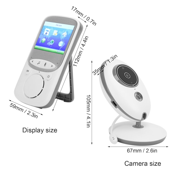 2,4G Digital Trådløs Babyalarm Sikkerhedskamera To-vejs Intercom Babyalarm 100‑240VEU Stikkontakt