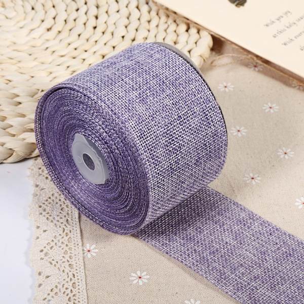 10M Faux Burlap Hessiansnöre Jute Båge Band Konst Hantverk Presentinslag Rustik Band DIY Tillbehör Lila