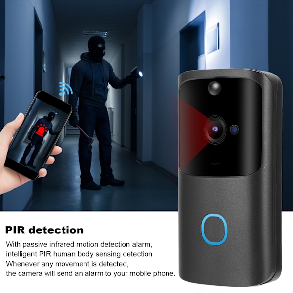 Trådløs Videodørklokke WIFI 100DB 2-vejs Lyd Bevægelsesdetektering Alarm Nattesyn Dørtelefon 90‑260VUS Stik