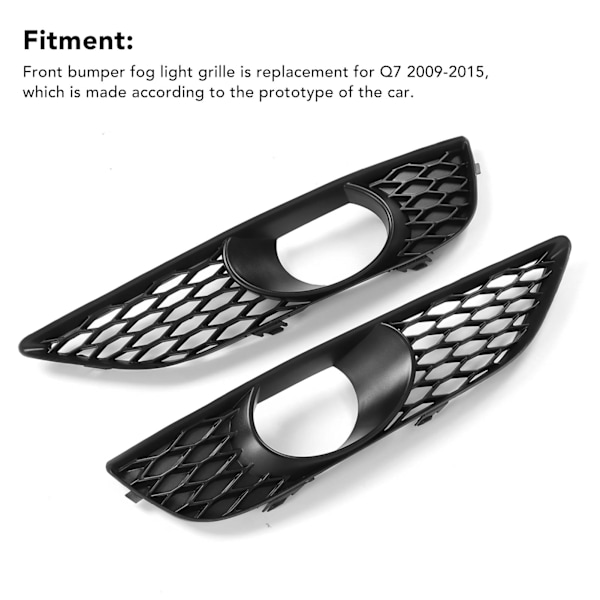 Frontfanger Grill for tåkelys 4L0807675C Svart Frontfanger Grill Erstatning for Q7 2009‑2015