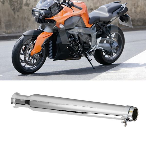 45mm/1.8 tum Motorcykel Avgassrör Universal Modifierat Avgassrör med Universal Glidande Fäste Silver