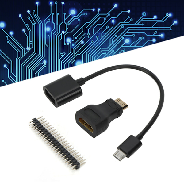 Mini HD till HD-adapter Micro USB till USB-hona strömkabel 40P för Raspberry Pi Zero stiftkit