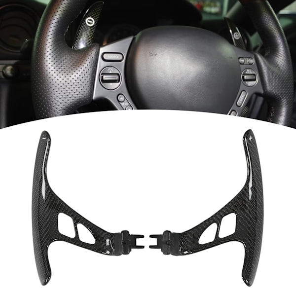 Forlænget Carbonfiber Paddleskifter i Glans Sort - Udskiftning til Nissan GT-R R35 2007-2016