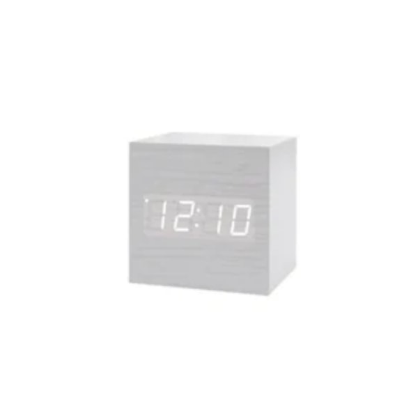 Väckarklockor i trä, stilren trädesign för inredning, Mini Cube estetisk elektrisk klocka för sovrum skrivbord kontor säng resor konstdekoration