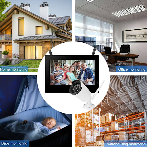 10 tuuman 1.3MP HD Langaton WIFI Vauvanvalvontakamera 3 Kameraa Älykäs DVR Kotivartiointijärjestelmä
