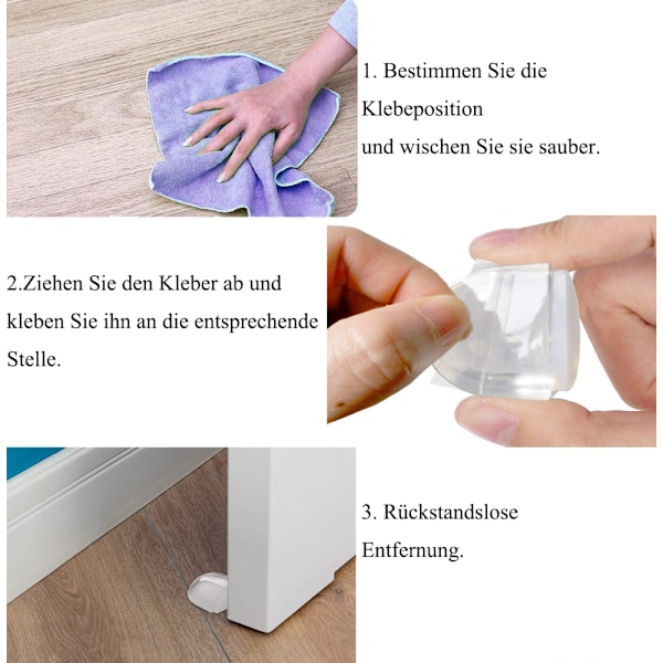 Transparent Dörrstopp, Miniatyr Glasmonter Förbättrar Inredning För Släta Golv, Självhäftande Skydd Mot Smällande Dörrar, Förebygger
