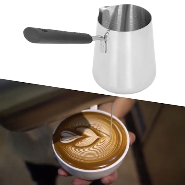Mångsidig turkisk kaffekanna, mjölkvärmare i rostfritt stål, multifunktionell hällpip för exakt hällning, värmebeständigt långt handtag för komfort