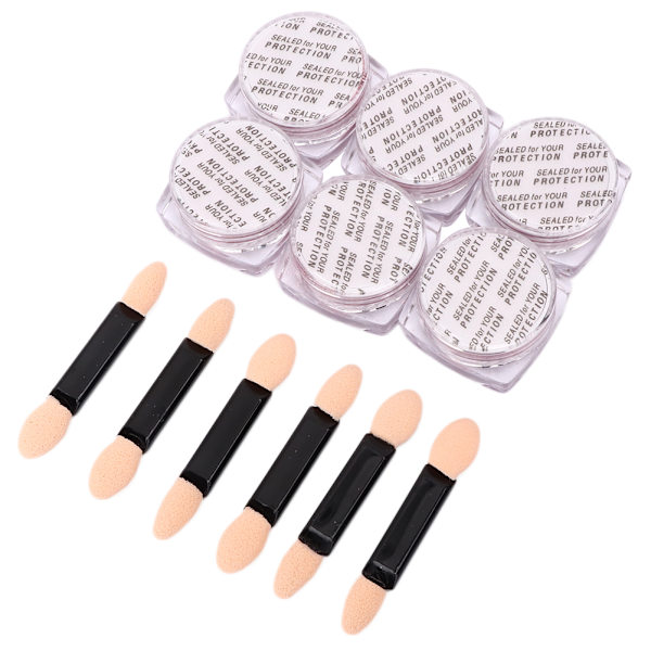 6 st 0,5 g Nagelfärgspulver Nageldekorering Glitter Pigment för Nagelsalong TCL-05