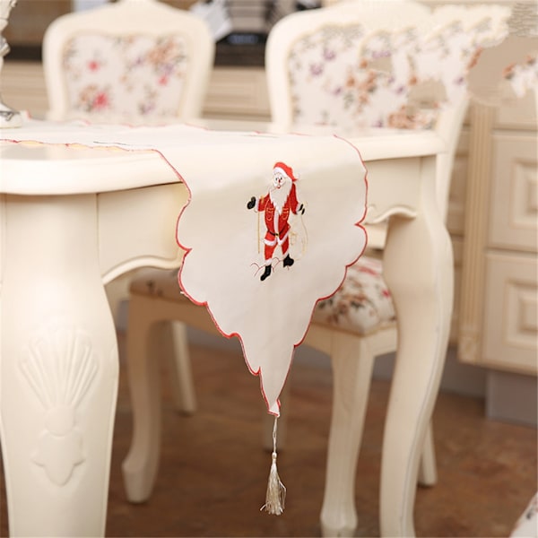 Xmas Table Runner Beautiful Hollow Tablecloth for Christmas Festival Party Decor(Santa Claus)