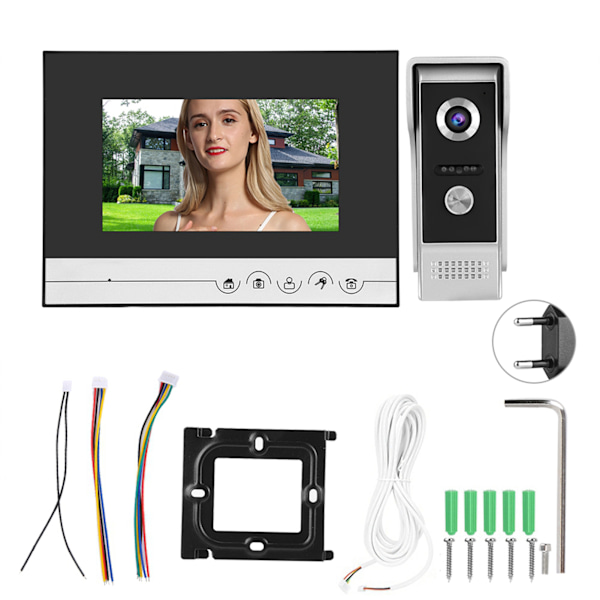 7 tommers TFT Video Intercom Dørtelefon System Intelligent Tilgangsdørkamera 110-240VEU&nbsp;Plugg