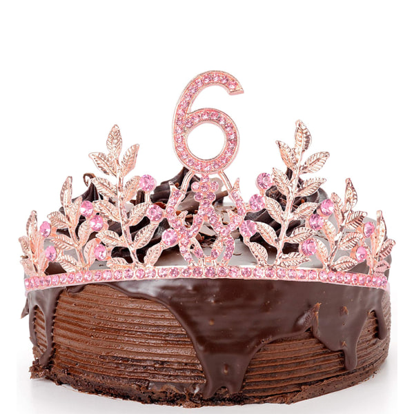 6th Pink Birthday Sash and Crown -hiusnauha, 6th Birthday Gifts f