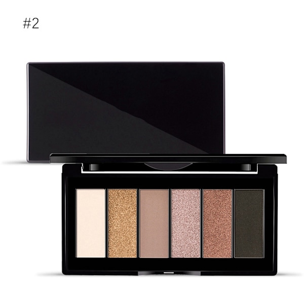 6 Farver Vandfast Langvarig Mat Glitter Øjenskyggepulver Palette (2#)