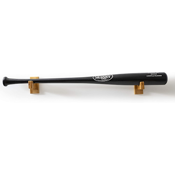 Baseball Bat Display Case Veggmontert Horisontal Stativ Braketter Hengerholder Bambus Finish
