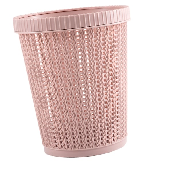 Rund Rosa Papperskorg, Ventilerad Mesh Stilren Design för Enkel Avfallshantering i Olika Utrymmen (Stor)