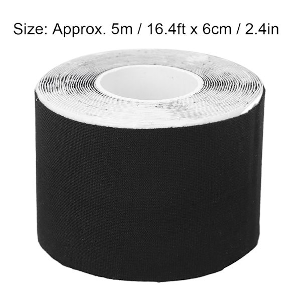 5m Brystløft Tape Elastisk Vannfast Lim Brystdekke Tape Svart 5m x 6cm