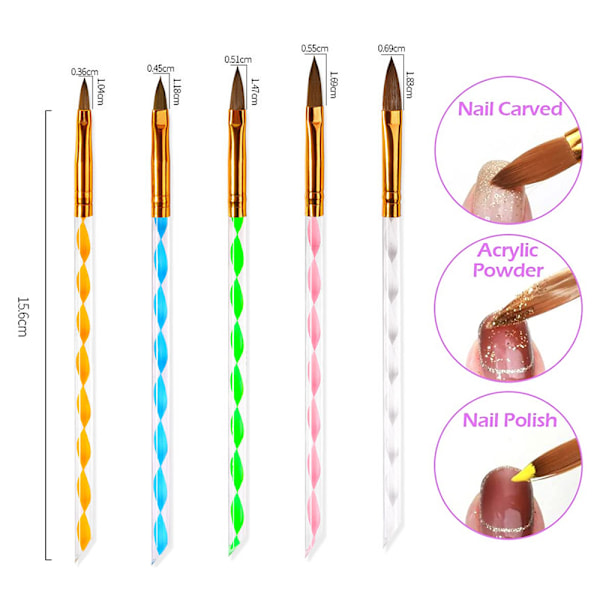 Elegant Nagelkonst Kit, Kolinsky Hårborste För Professionell Nagelformning, Akryl Nagelkonst UV Gel Verktyg Med Precision I Formning Och Kreativitet