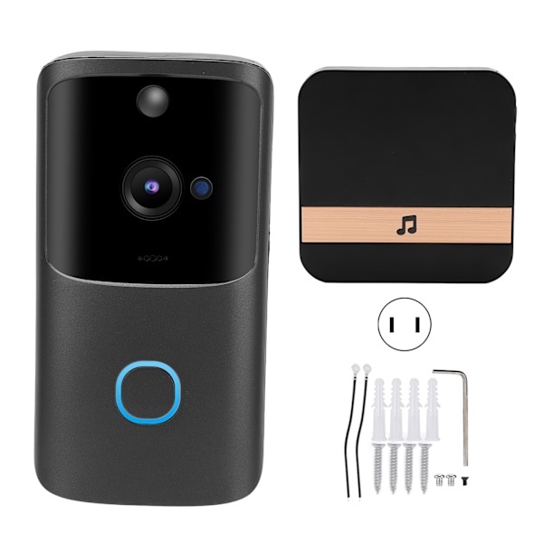 Trådløs Videodørklokke WIFI 100DB 2-vejs Lyd Bevægelsesdetektering Alarm Nattesyn Dørtelefon 90‑260VUS Stik