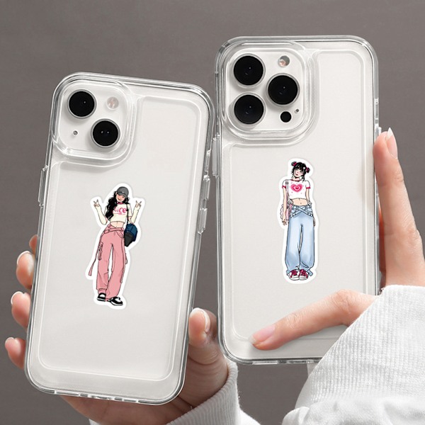 Oöverträffade Modeklistermärken, Perfekta För Journalingmaterial Och DIY-konstprojekt, Transparent Fodral För Iphone-stil Skydd, 65 Unika Trendiga