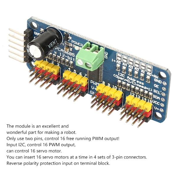 PCA9685 16 Kanaler 12-bit PWM Servo Shield Motor Driver I2C Modul 40~1000Hz 5V