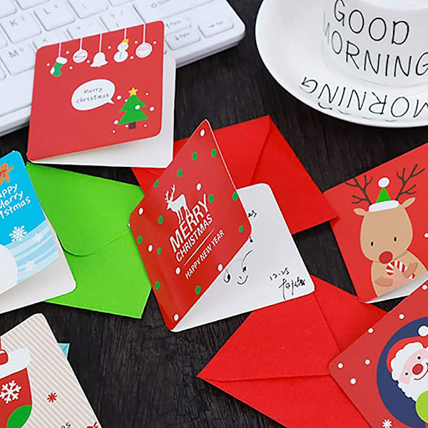Vikbara kort med kuvert, geniala designer för perfekt julfest, 144 unika designer kreativt sticker-sortiment, mini söta kort