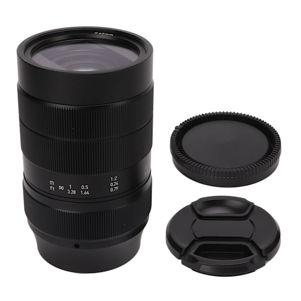 60mm F2.8 APS-C Manuell Fokus Makroobjektiv 2x Förstoring Aluminiumlegering Kameralins för E-fattning