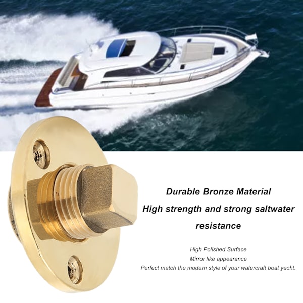 Marindräneringsstoppkit 25mm/1 tum monteringshål Brons Spegelpolerat för Fiskkummar Islådor Yacht