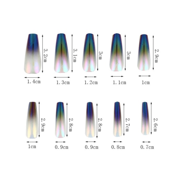 24 stk ekstra lange ballerinatryk på negle Kiste Falske negle Gradient Farve Lange Akrylnegle Glitter Kunstige neglespidser Fulddækning Falske negle til