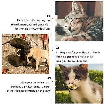 3 stk. Rensekit til Vandfontæne til Hund og Kat, Rensesæt til Drikkedispenser til Kæledyr