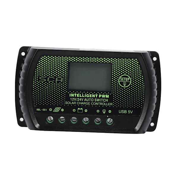 LCD Solpanel Batteriregulator Laddningsregulator PWM Intelligent USB Port 12V 24V 10A