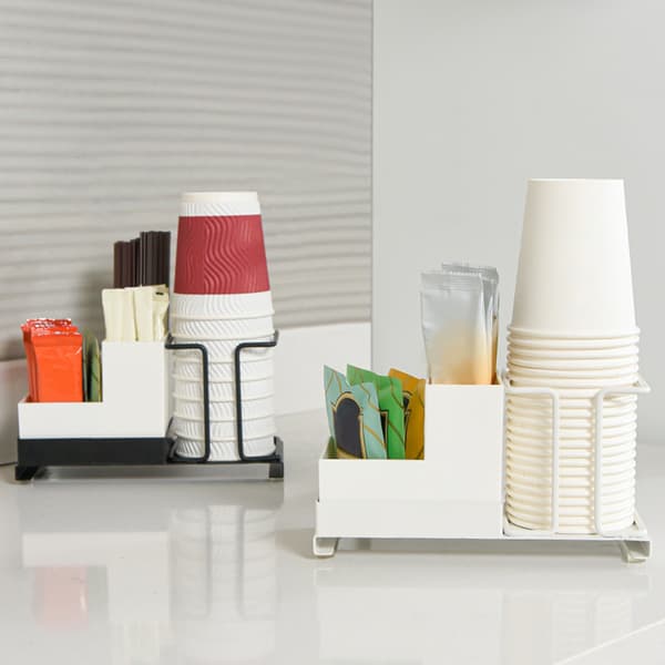 Multifunktionel organizer til kaffestation, te pose holder med vertikalt stabelbart design, rustbestandig og holdbar bordplade opbevaringsløsning til